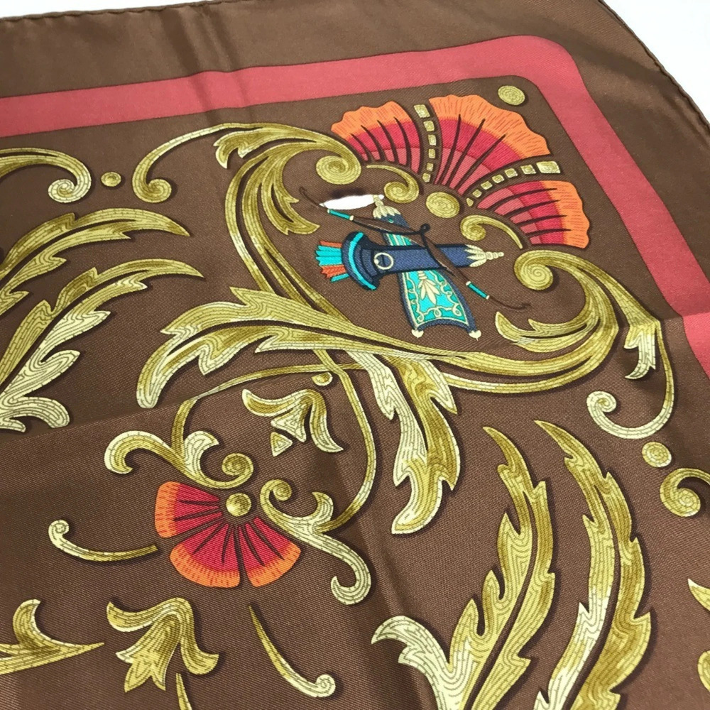 HERMES Brown Silk Scarf - Picture 6 of 11